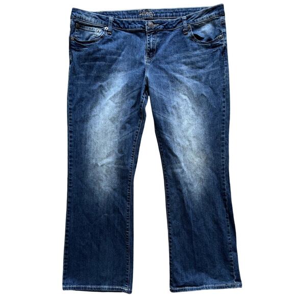 Vanity Jeans Dakota Dark Wash Faded Mid Rise Flare Plus Size 34 Trashy Y2k - Picture 2 of 8